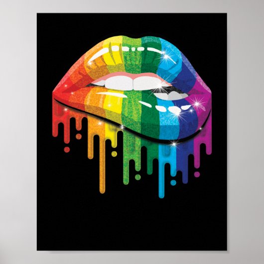 Rainbow Lips Pride Gay Lesbian LGB Gift Poster (Voorkant)