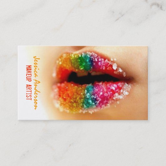 Rainbow Lipstick Makeup Artist Visitekaartje (Voorkant)