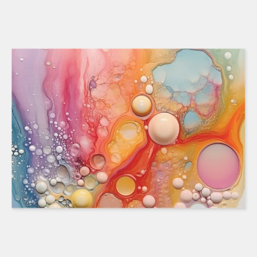 Rainbow Liquid Giet Cells Art Abstract Design Inpakpapier Vel (Voorkant)