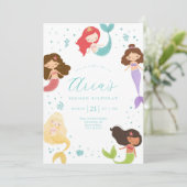Rainbow Little Mermaid Invitation d'anniversaire (Debout devant)