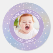 Rainbow Little Stars Foto Bedankt voor je komst Ronde Sticker (Voorkant)