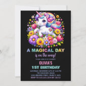 Rainbow Little Unicorn Invitations d'anniversaire (Devant)