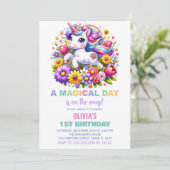 Rainbow Little Unicorn Invitations d'anniversaire (Debout devant)