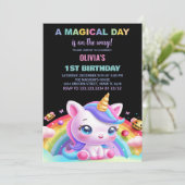 Rainbow Little Unicorn Invitations d'anniversaire (Debout devant)