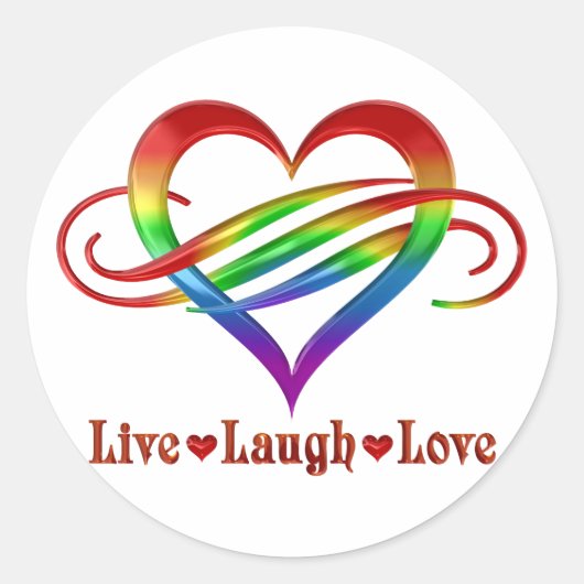 Rainbow Live Lach Liefde Ronde Sticker (Voorkant)