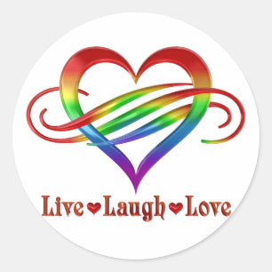 Rainbow Live Laugh Love Ronde Sticker