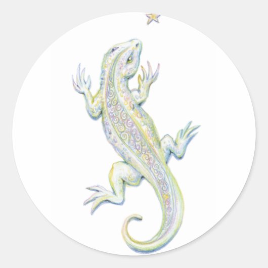 Rainbow Lizard Ronde Sticker (Voorkant)