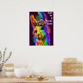 Rainbow Llama - "Don't be a Drama Llama" words Poster (Keuken)