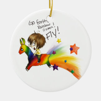 Rainbow Llama Keramisch Ornament