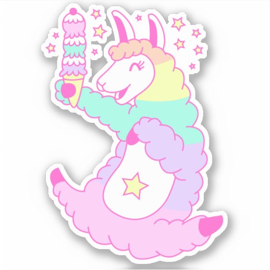 Rainbow Llama Sticker (Voorkant)