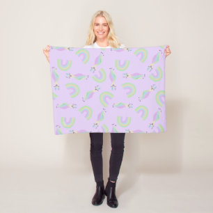 Rainbow Llamas Baby Blanket - Lavender Fleece Deken