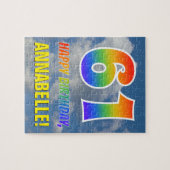 Rainbow look "61" & "HAPPY BIRTHDAY", Cloudy Sky Legpuzzel (Horizontaal)