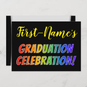 Rainbow Look "CÉLÉBRATION DE DIPLÔME !" Invitation (Devant / Derrière)
