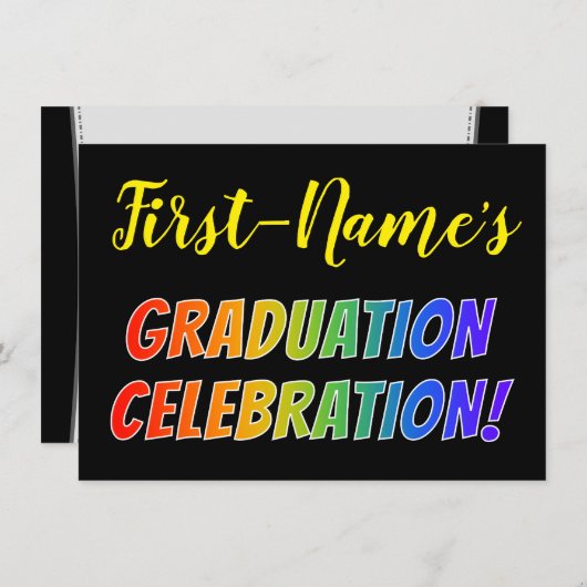 Rainbow Look "CÉLÉBRATION DE DIPLÔME !" Invitation (Devant / Derrière)