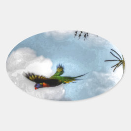 RAINBOW LORIKEET AUSTRALIË ART EFFECTS OVALE STICKER