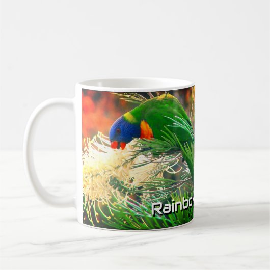 Rainbow Lorikeet Floral Natuur Foto Koffiemok (Links)