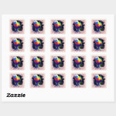 RAINBOW LORIKEET VIERKANTE STICKER (Vel)