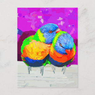 Rainbow Lorikeets Tortelduifjes Couple Briefkaart