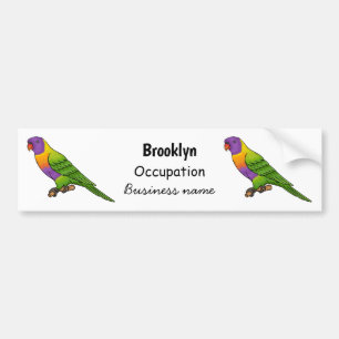 Rainbow loriket bird cartoon bumpersticker