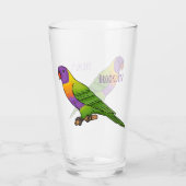 Rainbow loriket bird cartoon glas (Achterkant)