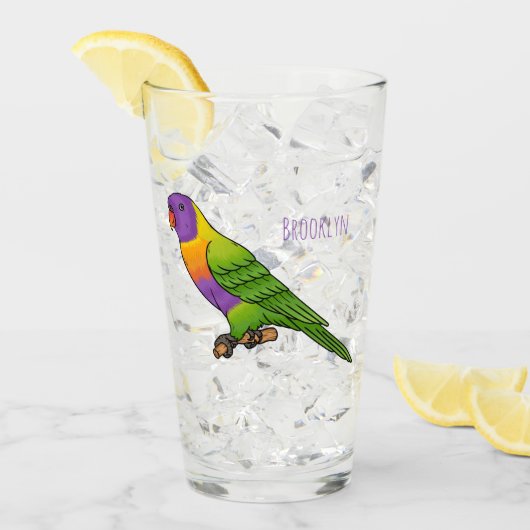 Rainbow loriket bird cartoon glas (Voorkant ijs)