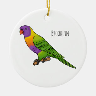 Rainbow loriket bird cartoon keramisch ornament