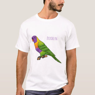 Rainbow loriket bird cartoon t-shirt