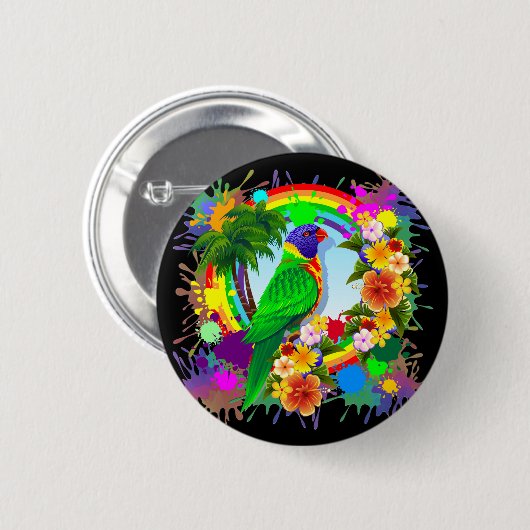Rainbow Loriket Parrot Buttonnen Ronde Button 5,7 Cm (Voorkant /achterkant)