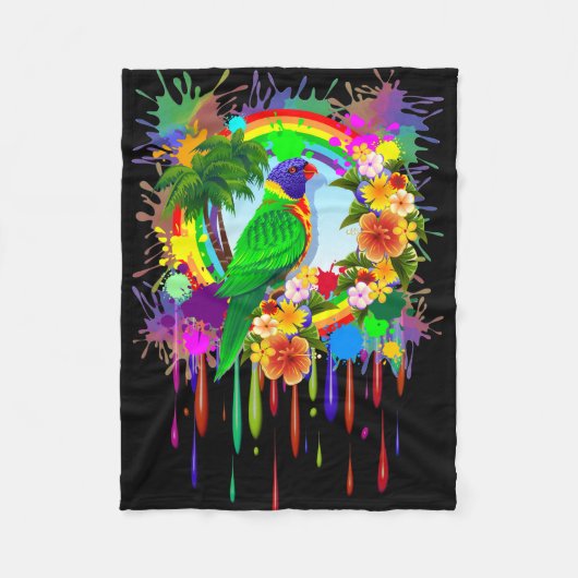 Rainbow Loriket Parrot Fleece_Blanket Fleece Deken (Voorkant)