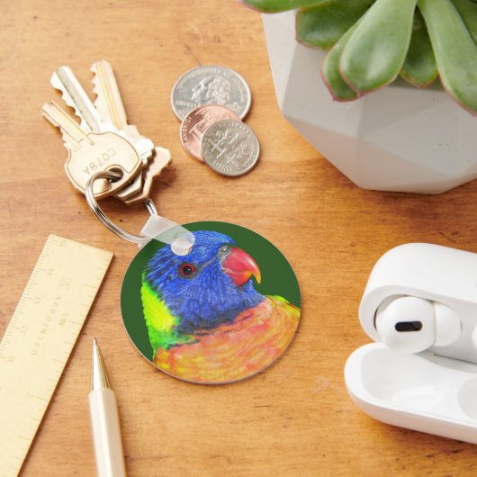 Rainbow Loriket Parrot Foto Sleutelhanger (Bureau)
