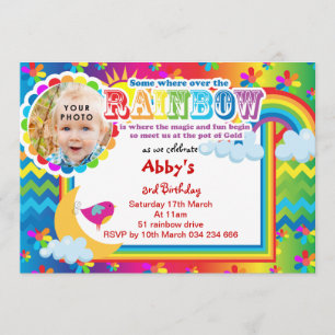 Rainbow lotsa couleurs invitation d'anniversaire