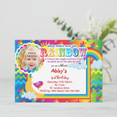 Rainbow lotsa kleuren verjaardaguitnodiging kaart (Staand voorkant)