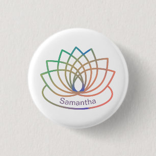 Rainbow Lotus Flower Ronde Button 3,2 Cm