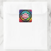Rainbow lotus vierkante sticker (Tas)