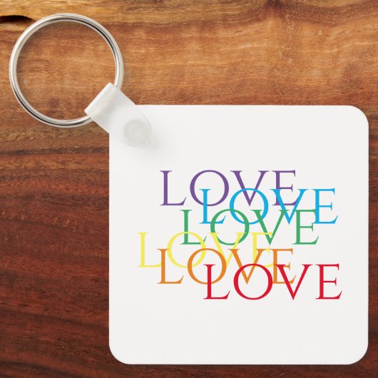 RAINBOW LOVE Aluminium Square Sleutelhanger (Voorkant)