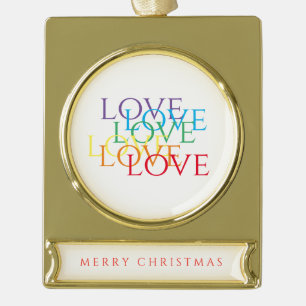 RAINBOW LOVE Banner Ornament / Goud Verguld Banner Ornament