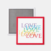 RAINBOW LOVE Carré Magnet / Rouge (Recto/Verso)