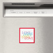 RAINBOW LOVE Carré Magnet / Rouge (In Situ (Lave-vaisselle))