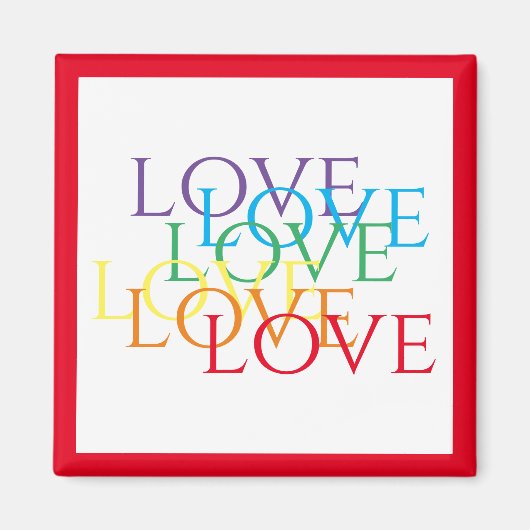 RAINBOW LOVE Carré Magnet / Rouge (Devant)