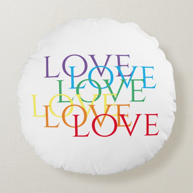 RAINBOW LOVE Coussin rond (Devant)