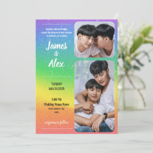 Rainbow Love - Gay Wedding Fotouitnodiging Kaart
