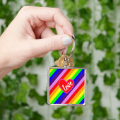 Rainbow Love Heart Classic Pride Dynamic Stripes Sleutelhanger (Hand)
