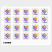 Rainbow Love Heart Geometric Pattern Personalized Vierkante Sticker (Vel)