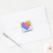Rainbow Love Heart Geometric Pattern Personalized Vierkante Sticker (Envelop)