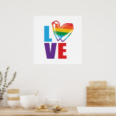 Rainbow Love Heart Square Poster (Keuken)
