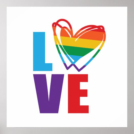 Rainbow Love Heart Square Poster (Voorkant)