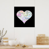 Rainbow Love Heart Typografie Poster (Keuken)