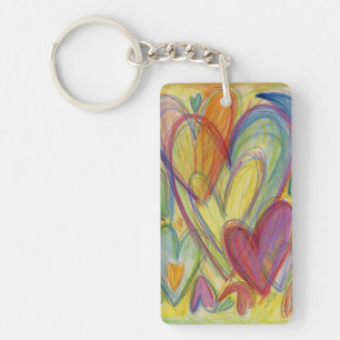Rainbow Love Heart Word Art Custom Sleutelhanger