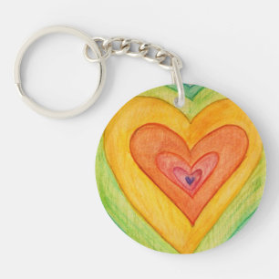 Rainbow Love Heart Word Art Custom Sleutelhanger
