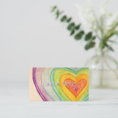 Rainbow Love Hearts Art Carte de visite (Debout devant)